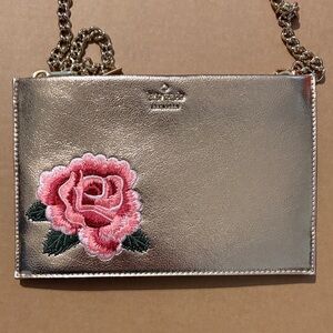 Kate Spade Metallic Crossbody with Pink Floral Design